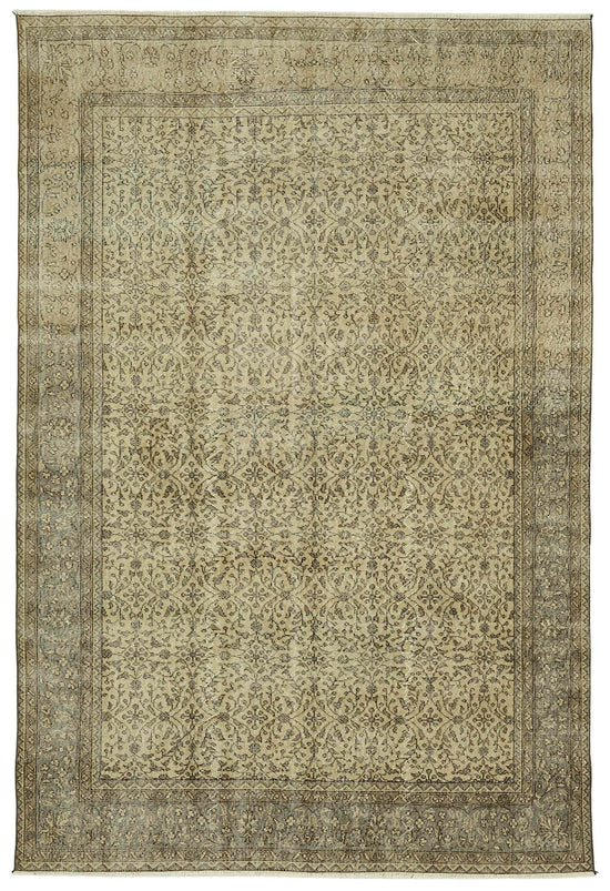 7x10 Beige Turkish Vintage Area Rug - 46488