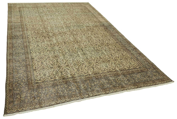 7x10 Beige Turkish Vintage Area Rug - 46488