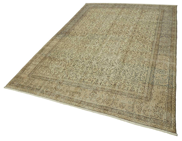 7x10 Beige Turkish Vintage Area Rug - 46488