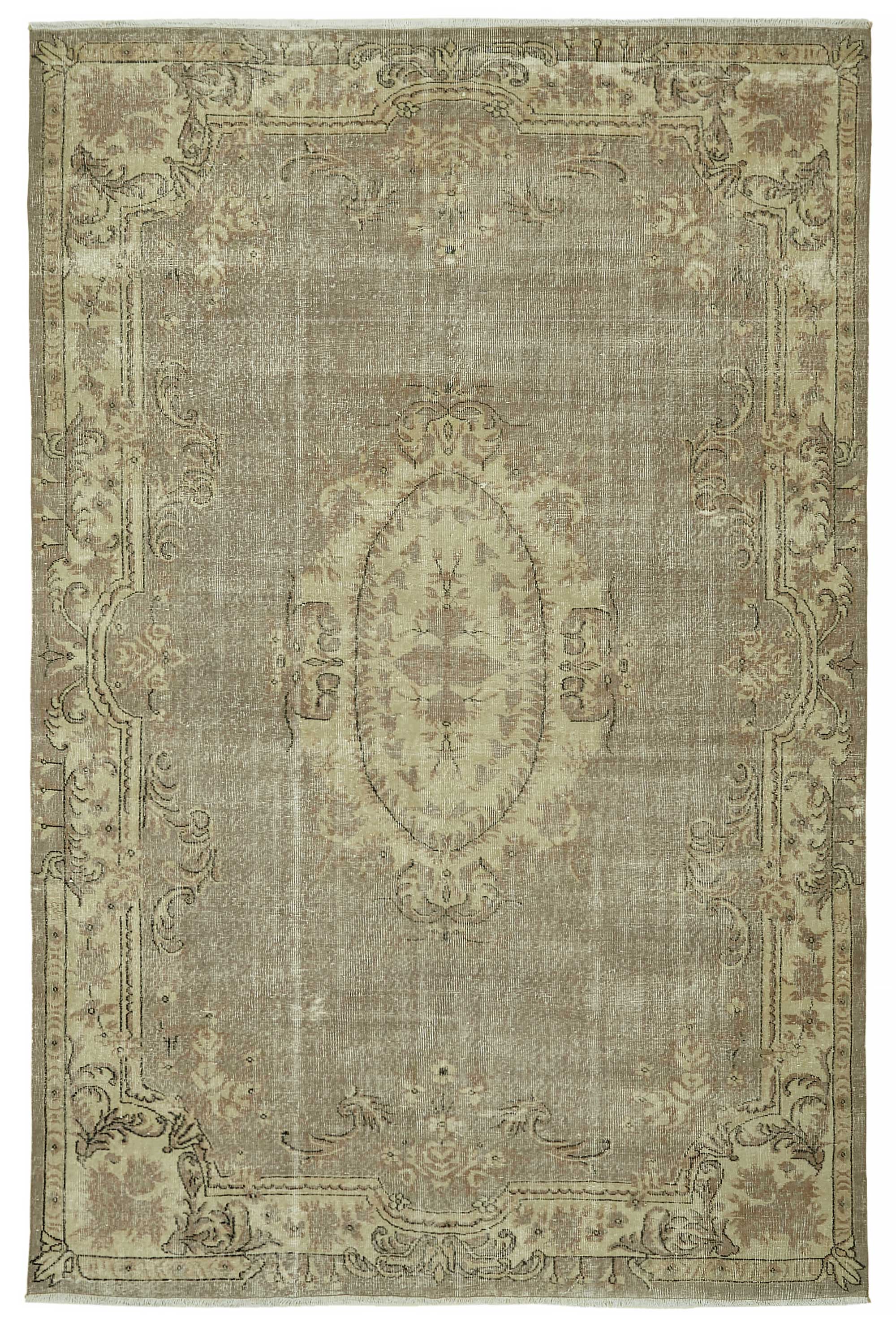 7x11 Beige Turkish Vintage Area Rug - 46496