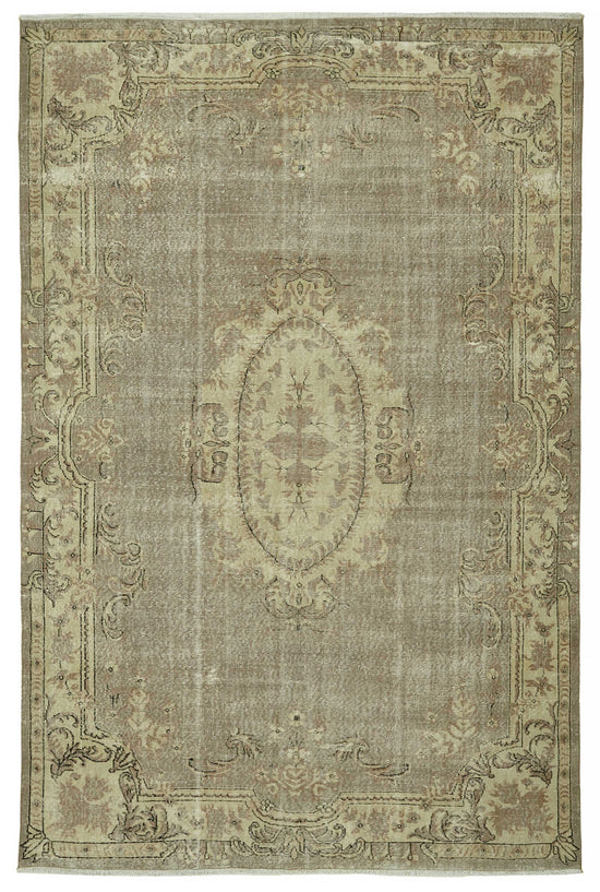 7x11 Beige Turkish Vintage Area Rug - 46496