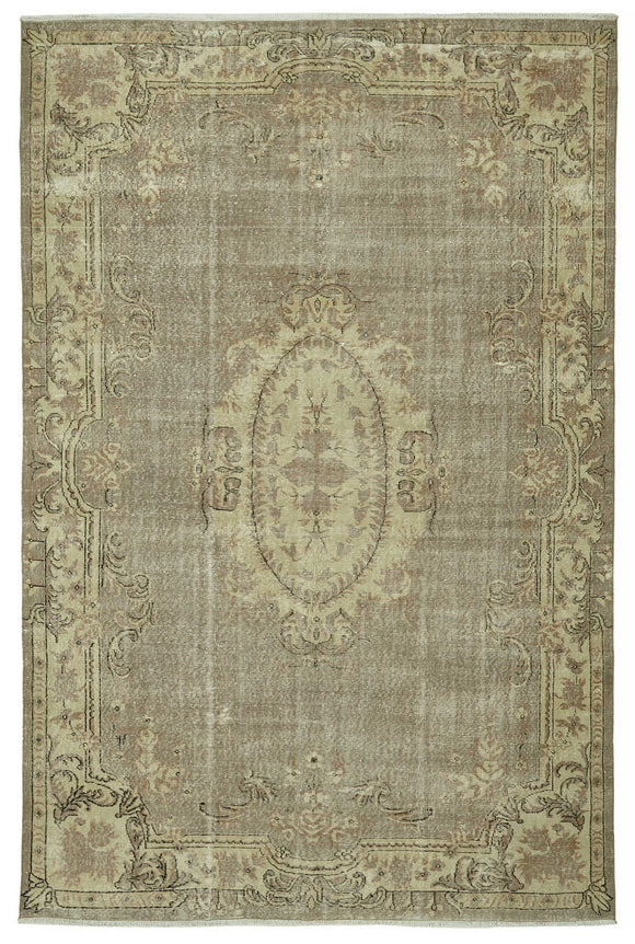 7x11 Beige Turkish Vintage Area Rug - 46496
