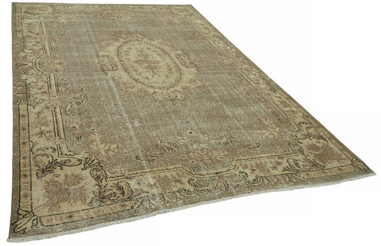 7x11 Beige Turkish Vintage Area Rug - 46496