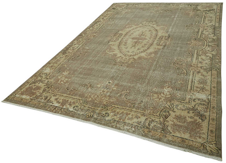 7x11 Beige Turkish Vintage Area Rug - 46496