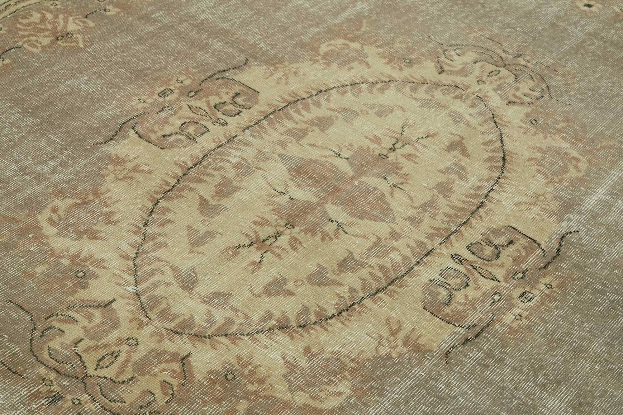 7x11 Beige Turkish Vintage Area Rug - 46496