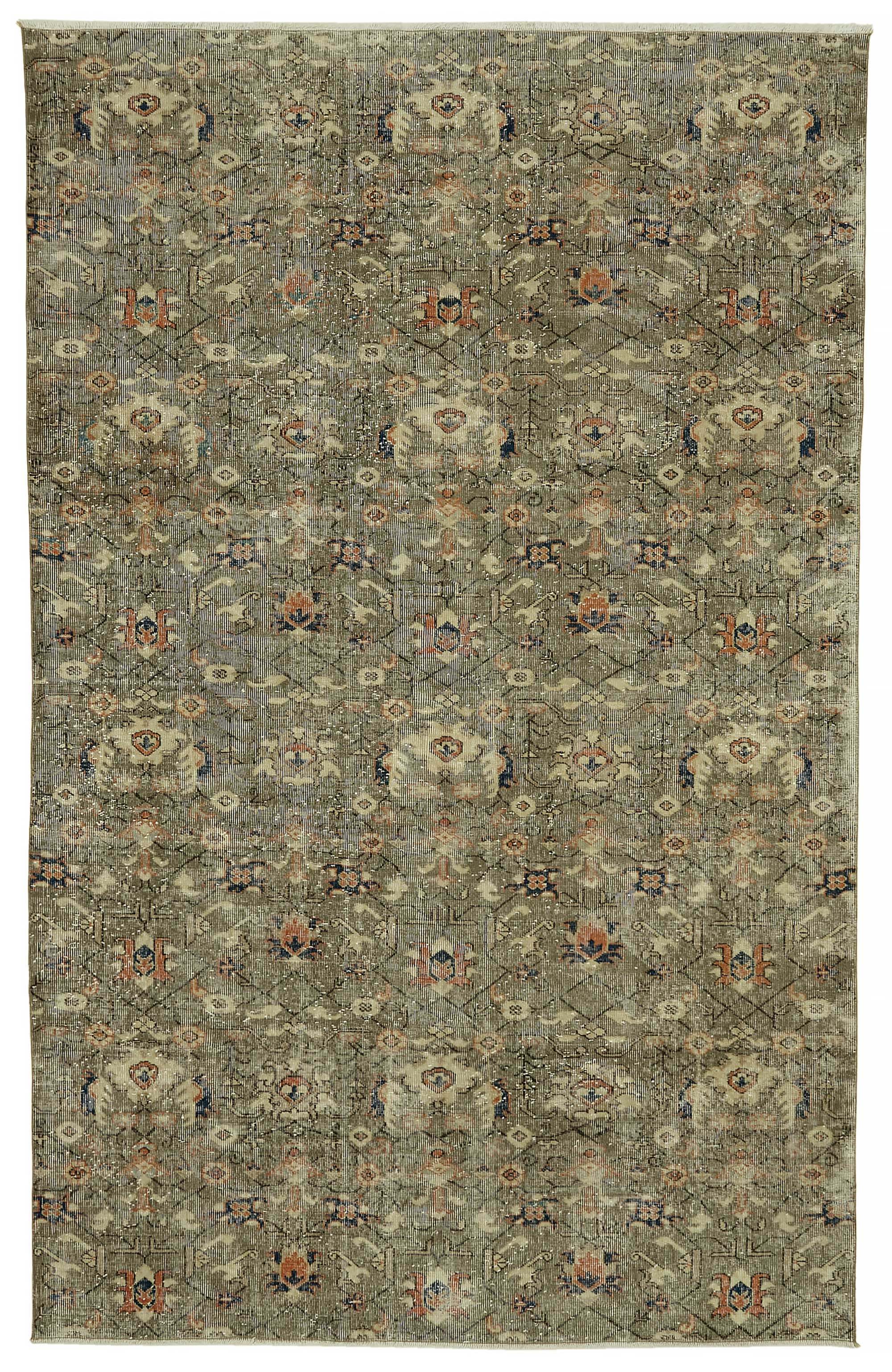 7x11 Beige Turkish Vintage Area Rug - 46497
