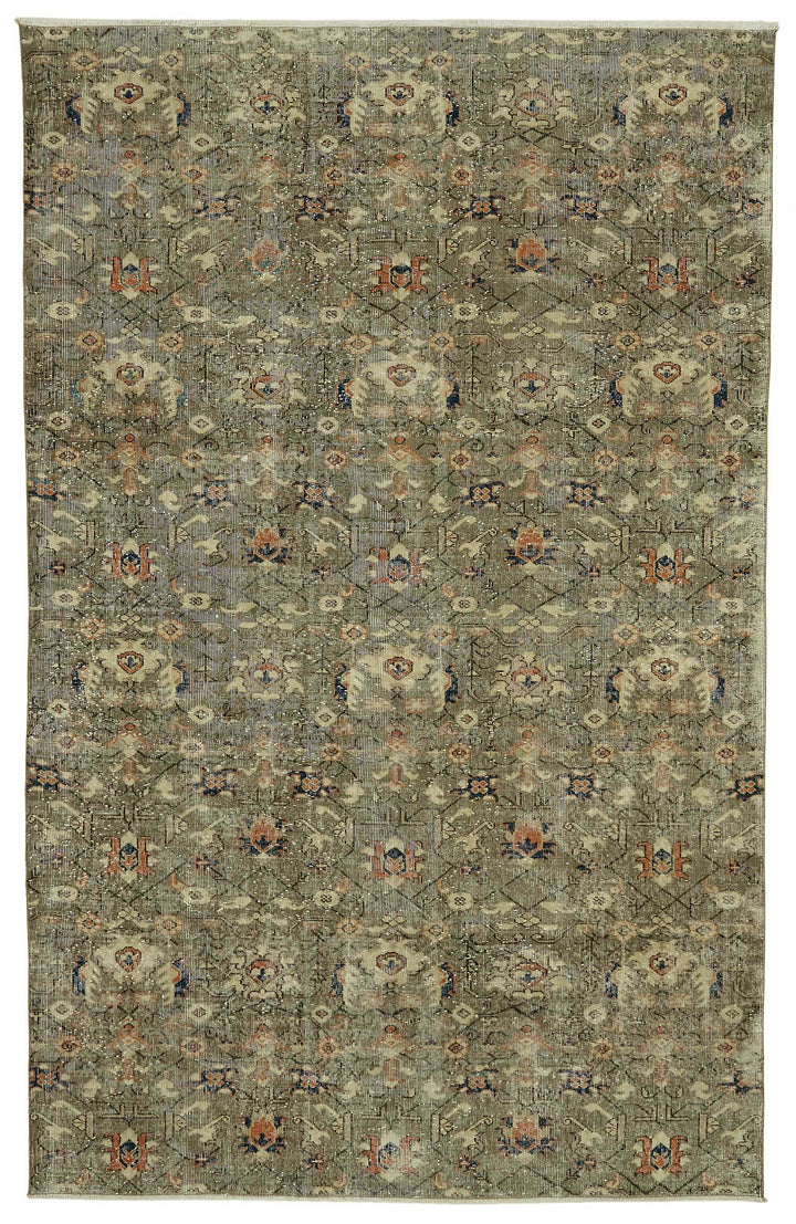 7x11 Beige Turkish Vintage Area Rug - 46497