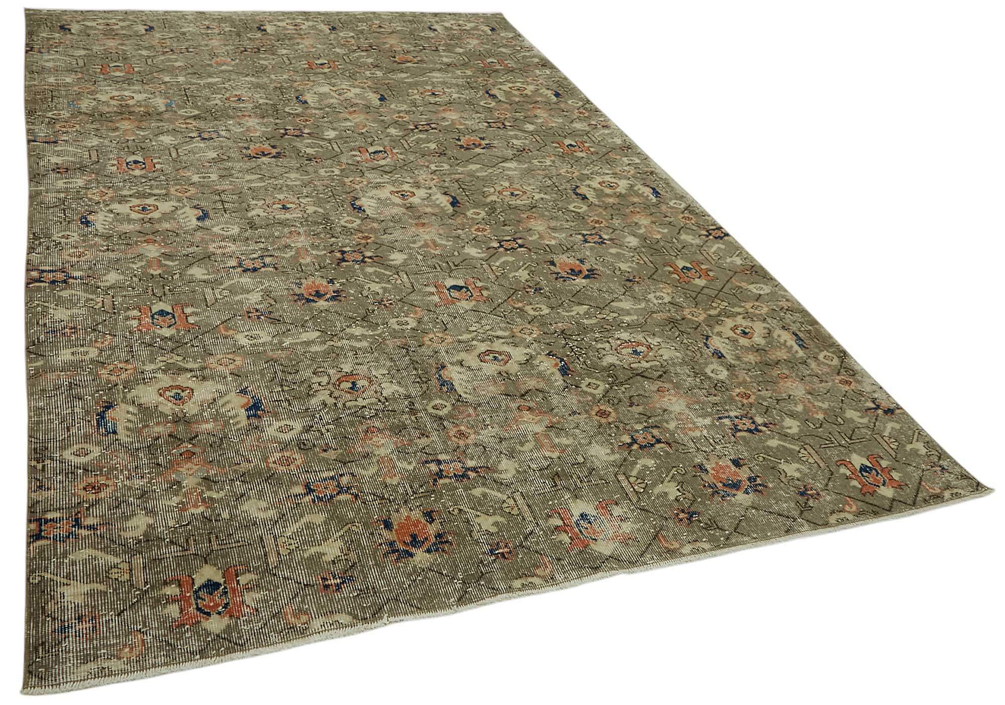 7x11 Beige Turkish Vintage Area Rug - 46497