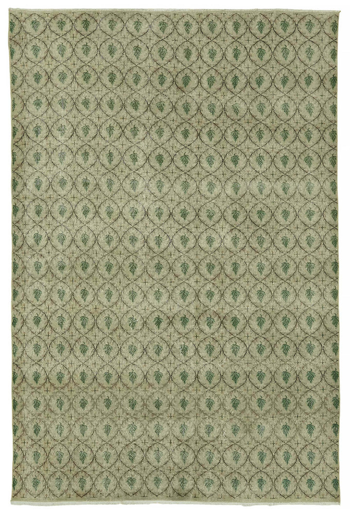 7x10 Beige Turkish Vintage Area Rug - 46499
