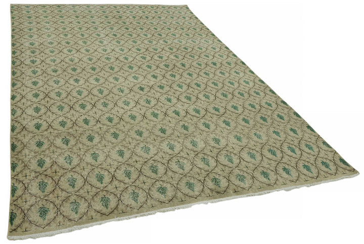 7x10 Beige Turkish Vintage Area Rug - 46499