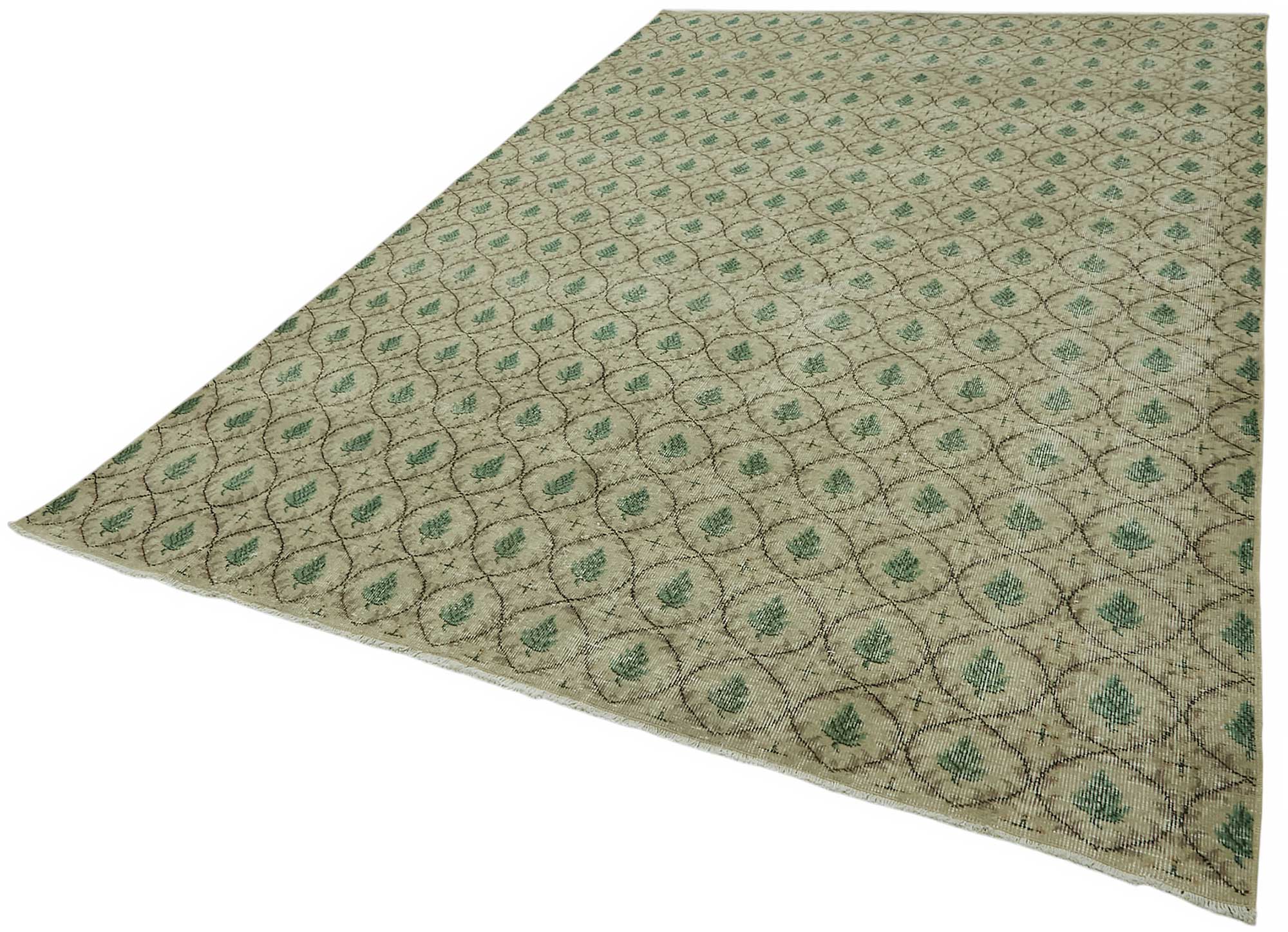 7x10 Beige Turkish Vintage Area Rug - 46499