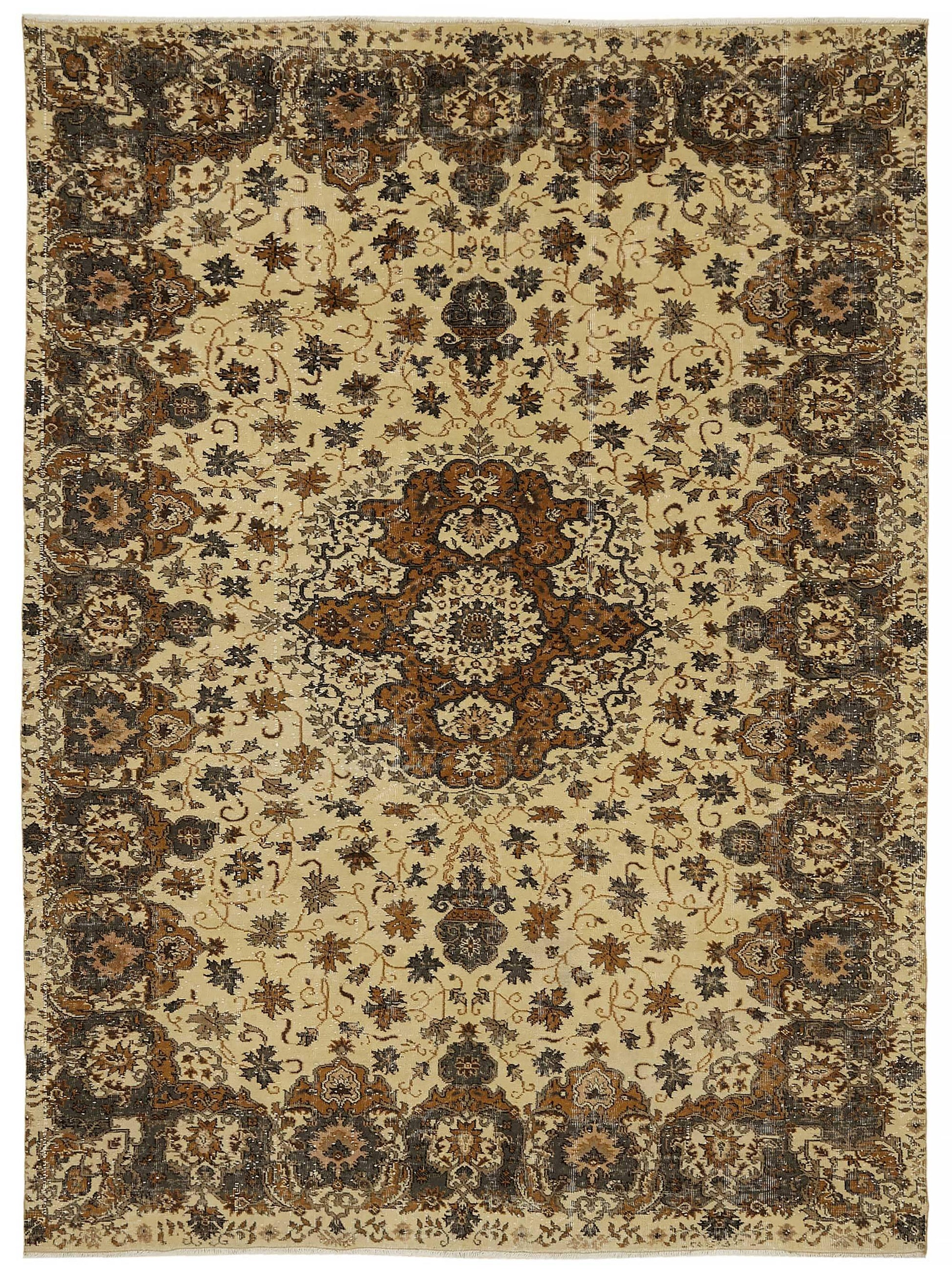 8x10 Beige Turkish Vintage Area Rug - 46505