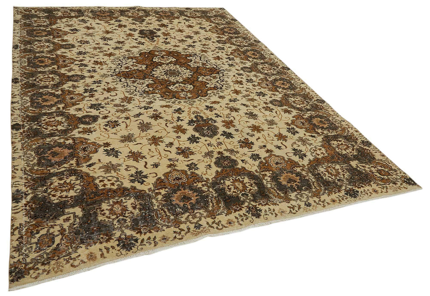 8x10 Beige Turkish Vintage Area Rug - 46505