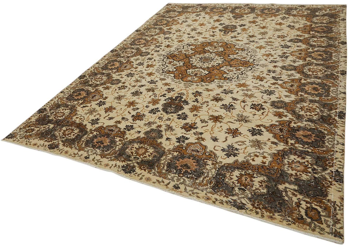 8x10 Beige Turkish Vintage Area Rug - 46505