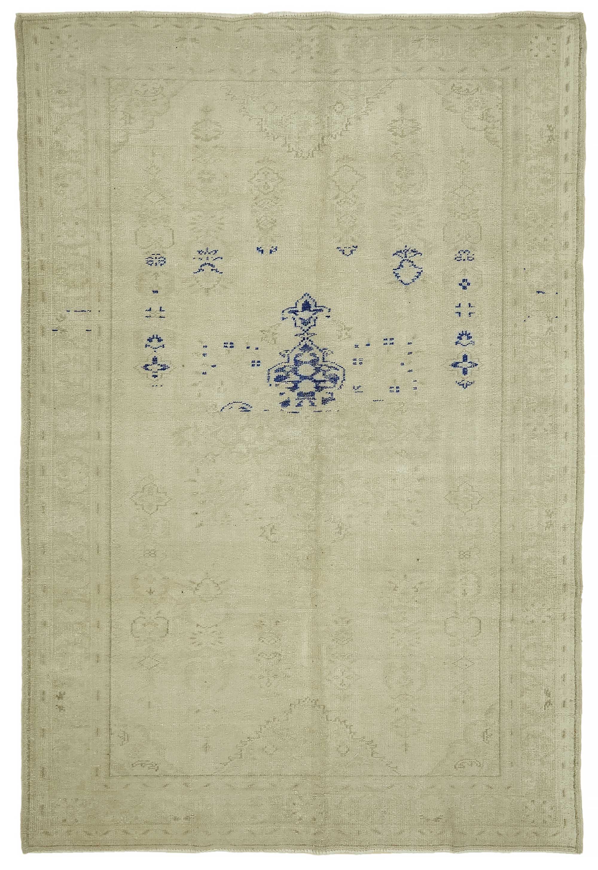 7x10 Beige Turkish Vintage Area Rug - 46508