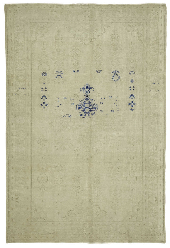 7x10 Beige Turkish Vintage Area Rug - 46508