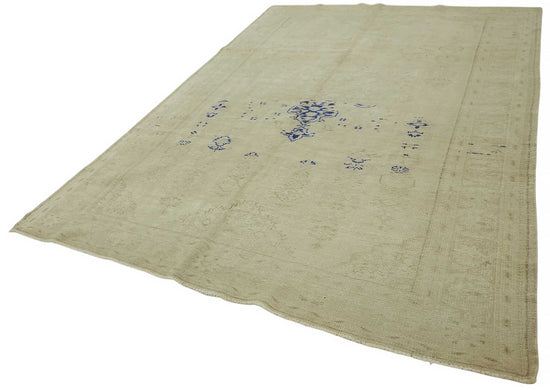 7x10 Beige Turkish Vintage Area Rug - 46508