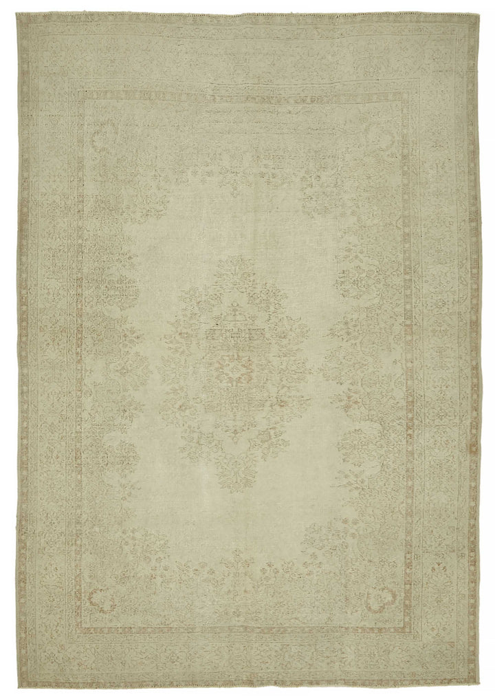 7x10 Beige Turkish Vintage Area Rug - 46512