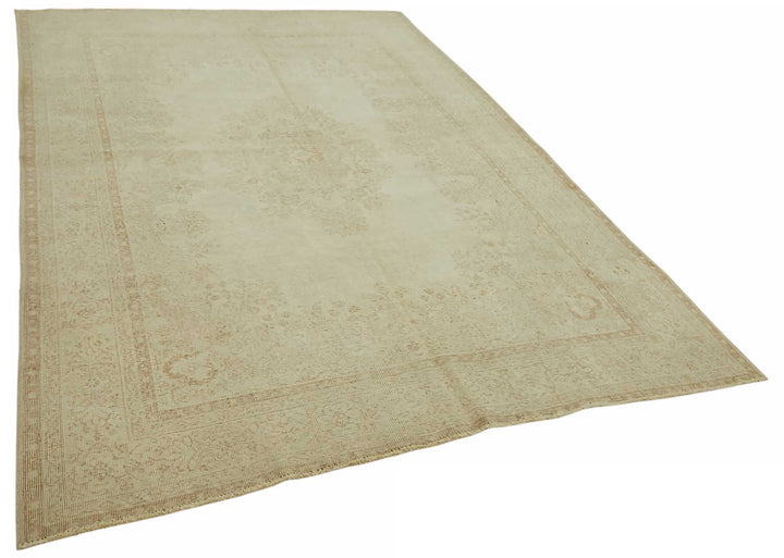 7x10 Beige Turkish Vintage Area Rug - 46512