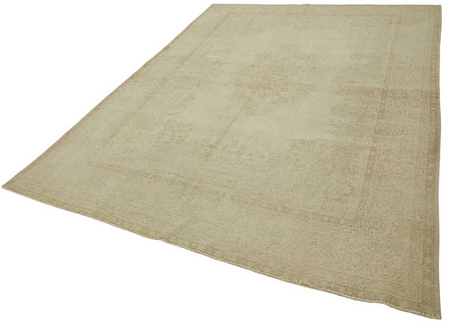 7x10 Beige Turkish Vintage Area Rug - 46512