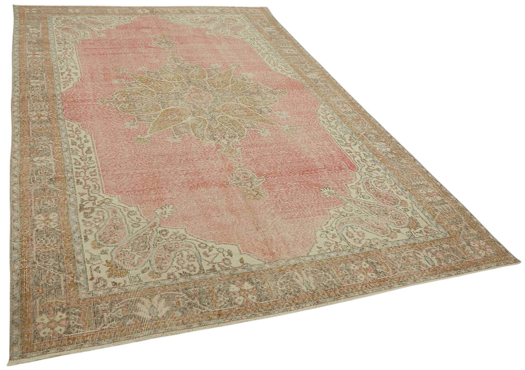 7x11 Beige Turkish Vintage Area Rug - 46515
