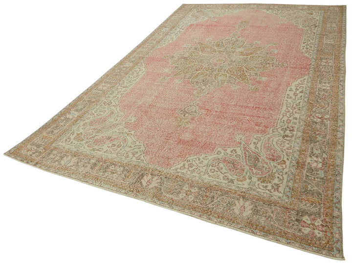 7x11 Beige Turkish Vintage Area Rug - 46515