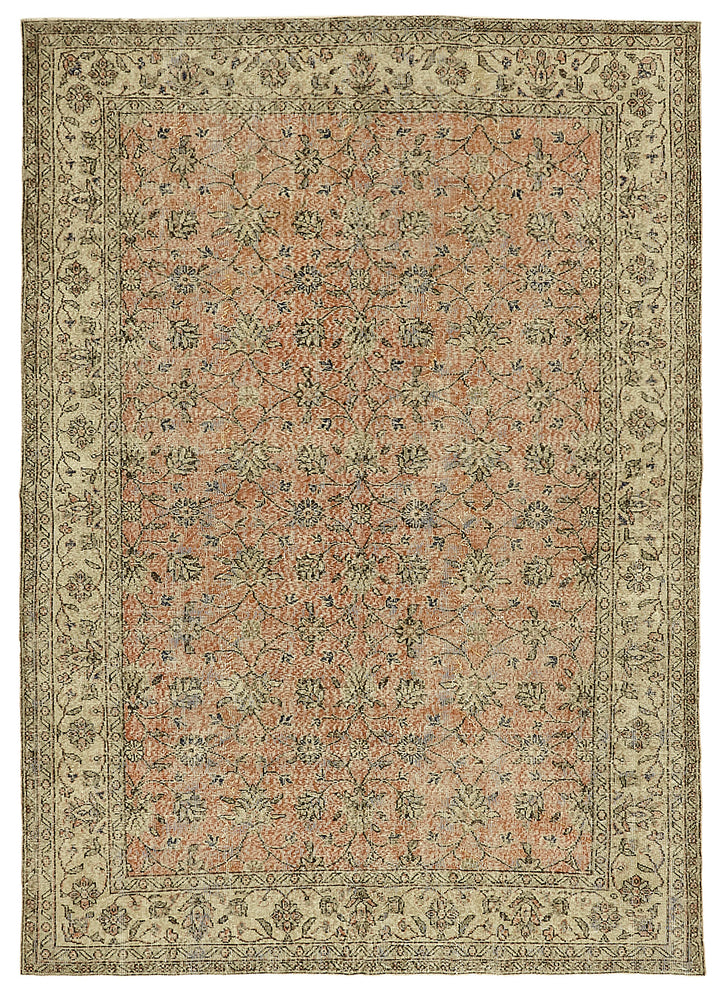 7x10 Beige Turkish Vintage Area Rug - 46671