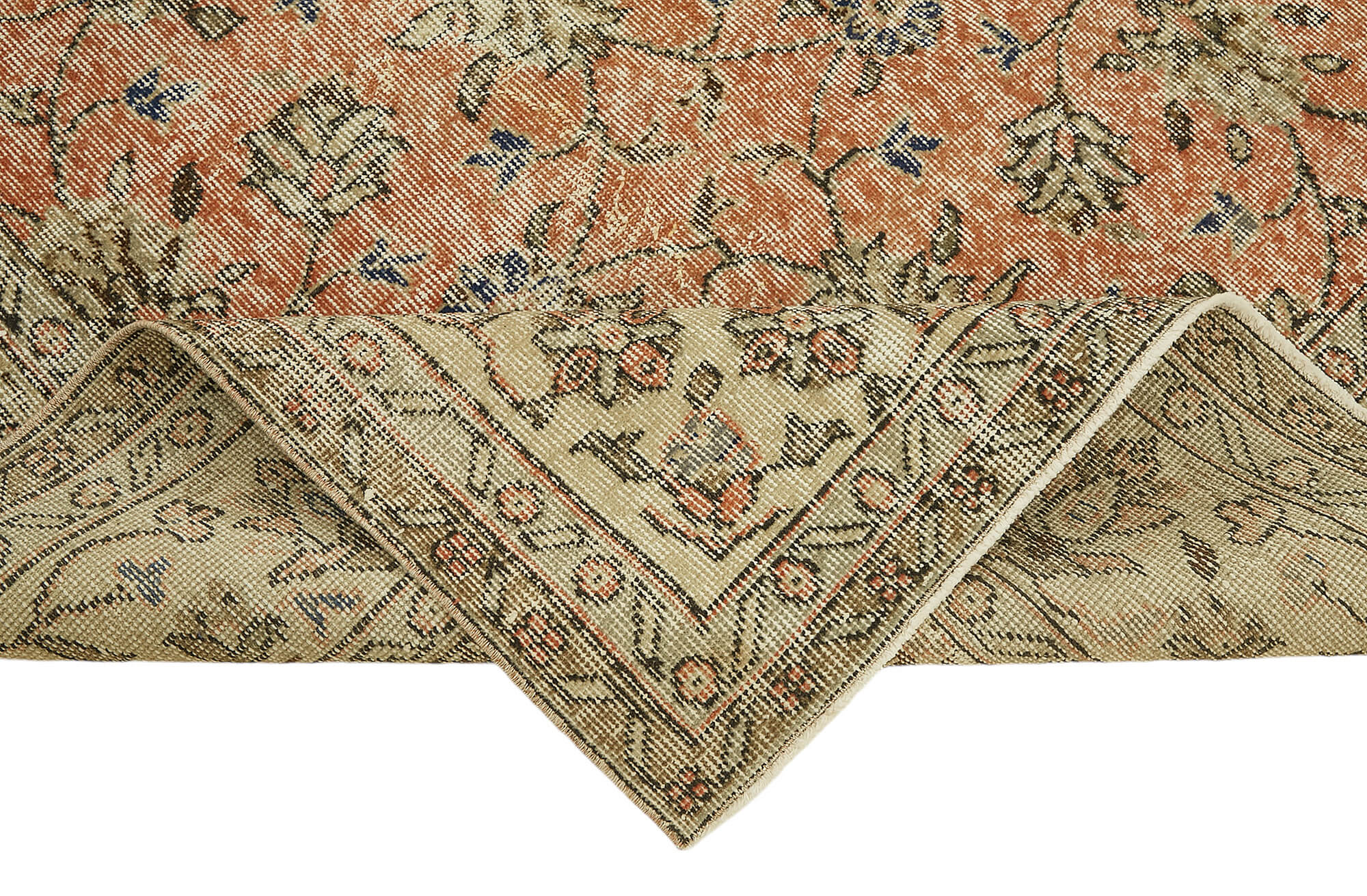 7x10 Beige Turkish Vintage Area Rug - 46671