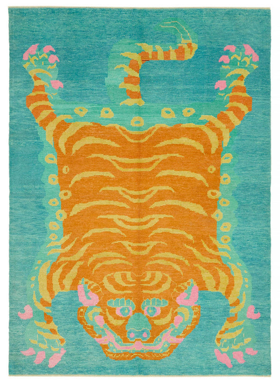 7x10 Hand-Knotted Tiger Oushak Rug - 46673