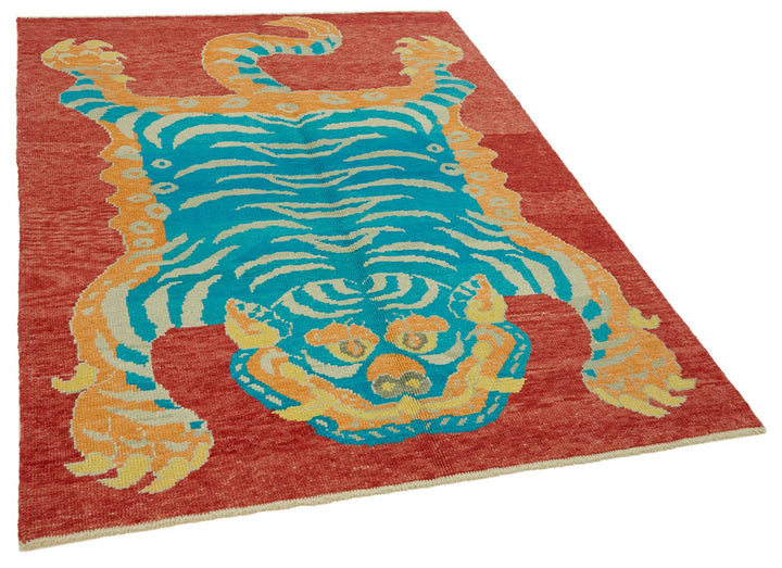 5x7 Hand-Knotted Tiger Oushak Rug - 46684