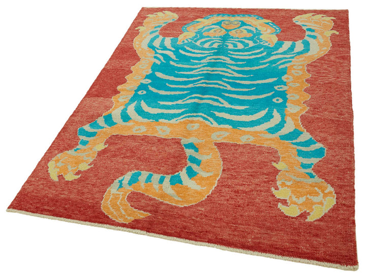 5x7 Hand-Knotted Tiger Oushak Rug - 46684