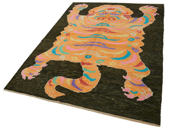 6x8 Hand-Knotted Tiger Oushak Rug - 46688