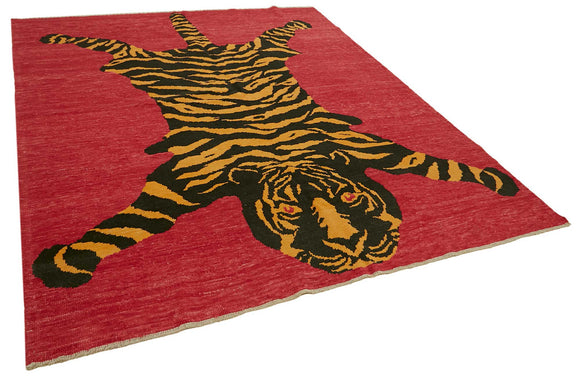 8x10 Hand-Knotted Tiger Oushak Rug - 46693