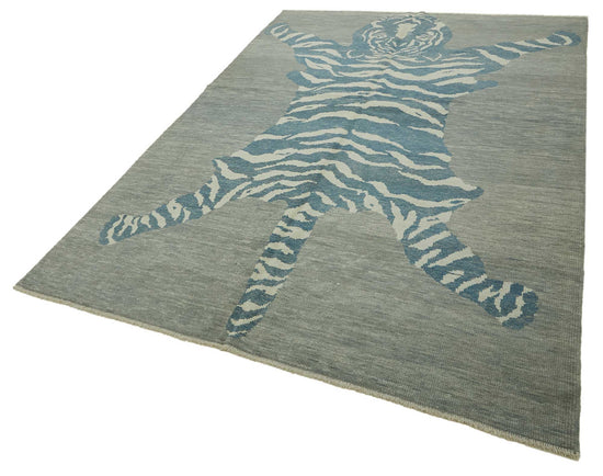 7x10 Hand-Knotted Tiger Oushak Rug - 46694