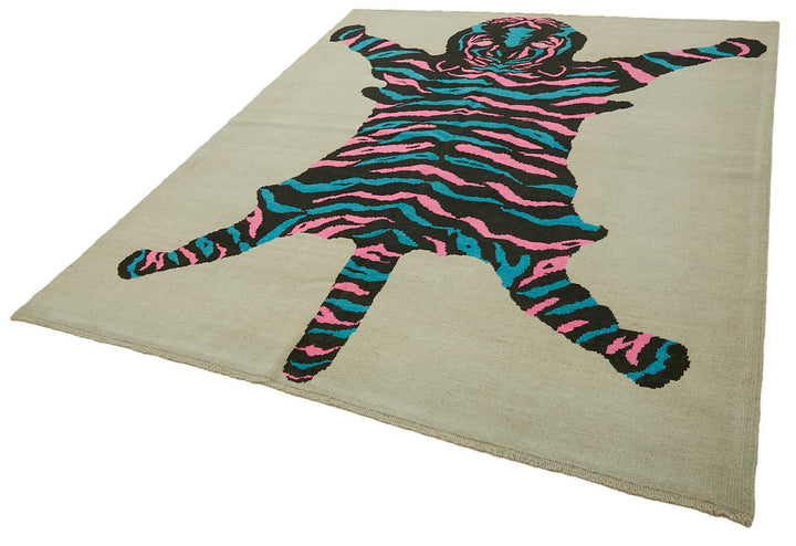 8x10 Hand-Knotted Tiger Oushak Rug - 46695