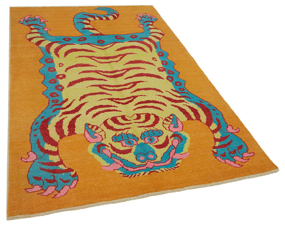 5x8 Hand-Knotted Tiger Oushak Rug - 46699