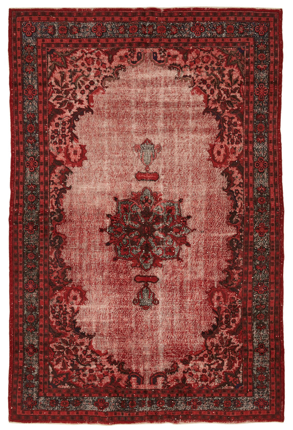 7x10 Vintage Hand-Carved Turkish Rug - 46864