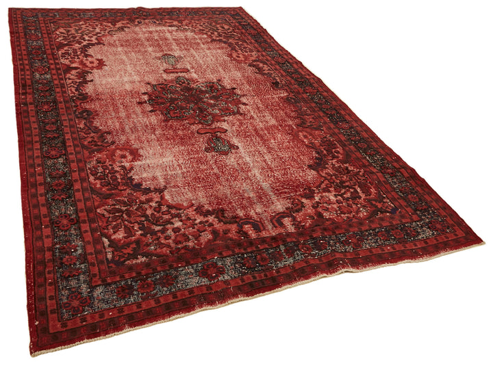 7x10 Vintage Hand-Carved Turkish Rug - 46864