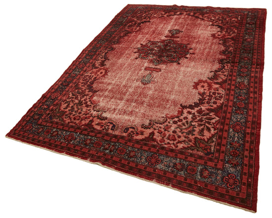7x10 Vintage Hand-Carved Turkish Rug - 46864
