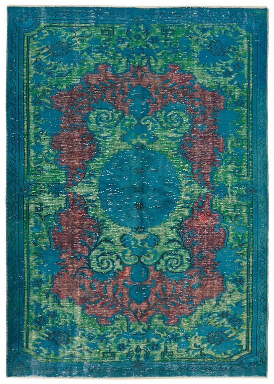 6x9 Vintage Hand-Carved Turkish Rug - 46875