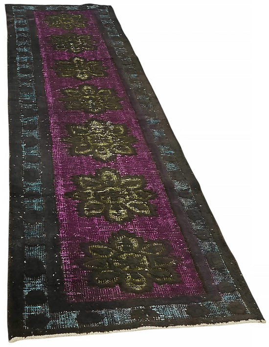 3x10 Vintage Hand-Carved Turkish Rug - 46878