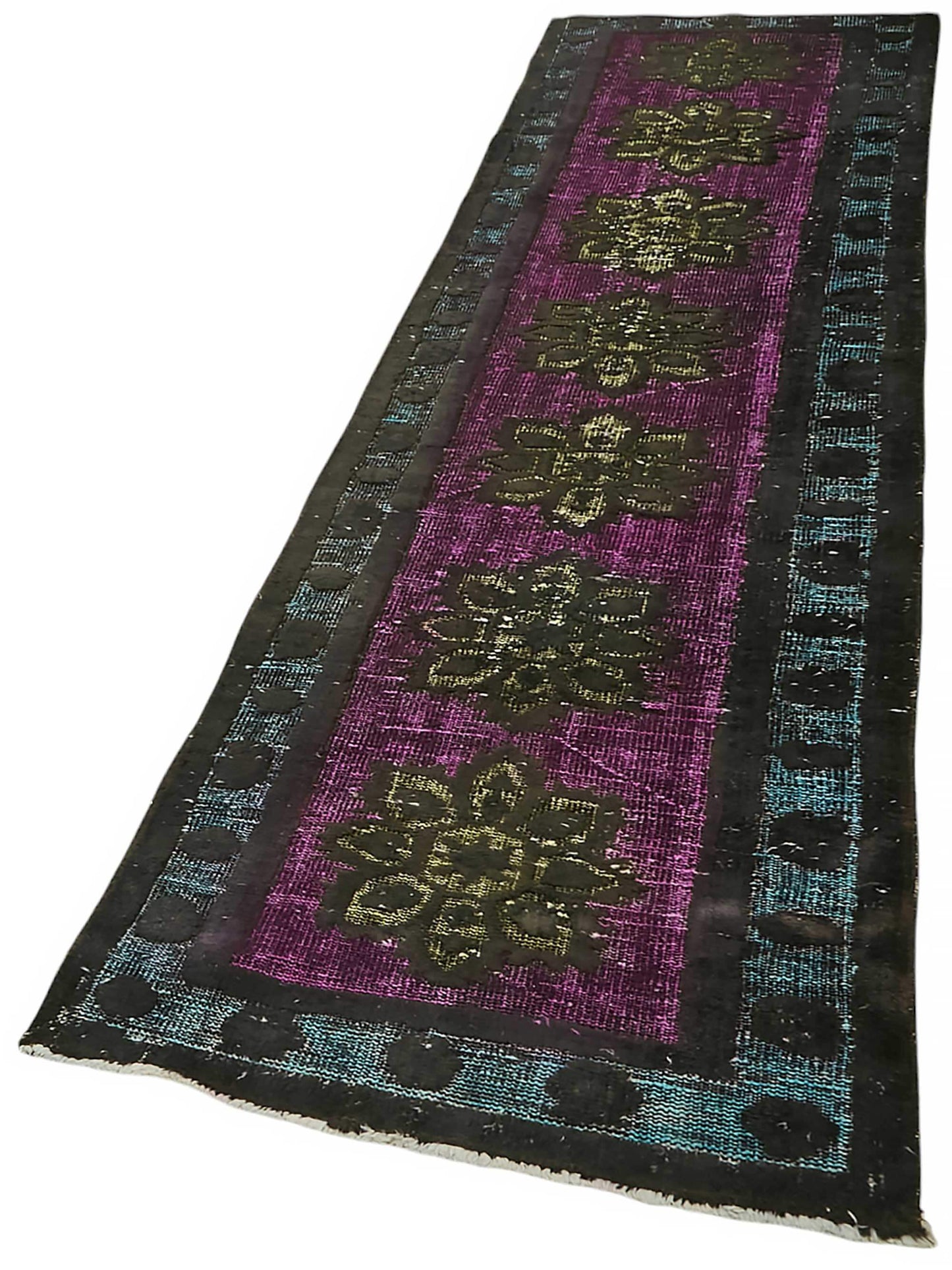 3x10 Vintage Hand-Carved Turkish Rug - 46878