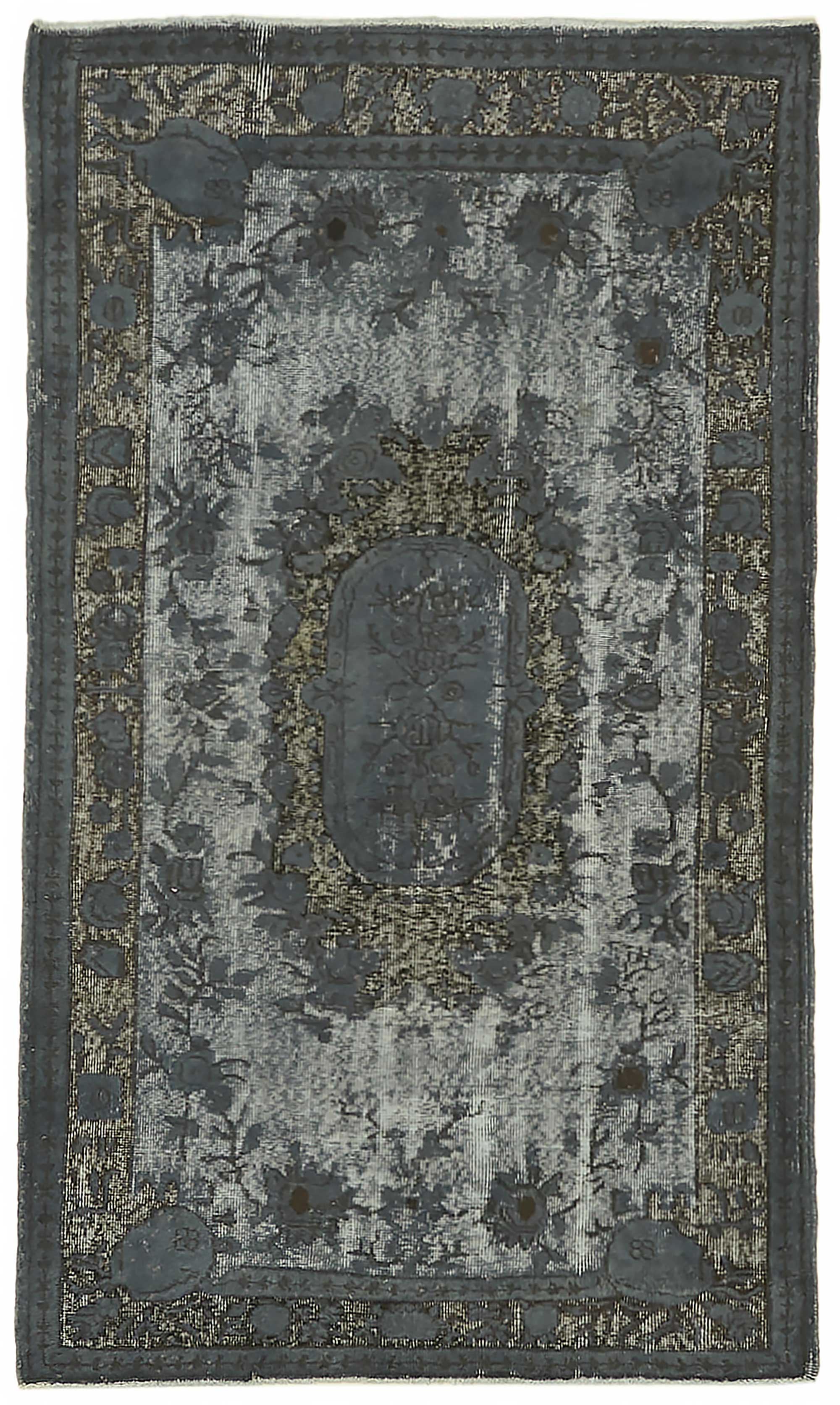 4x7 Vintage Hand-Carved Turkish Rug - 46880