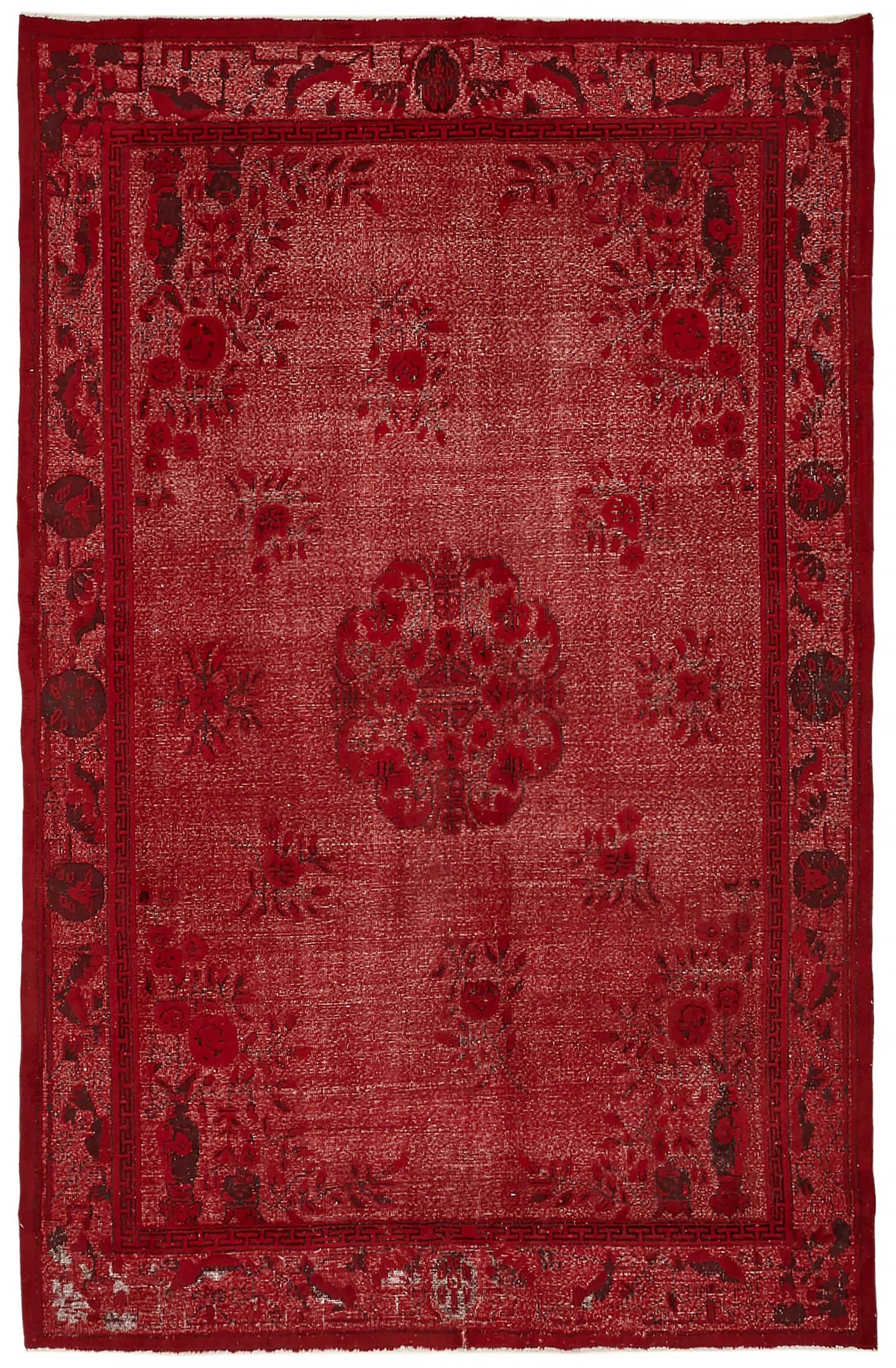 7x10 Vintage Hand-Carved Turkish Rug - 46890