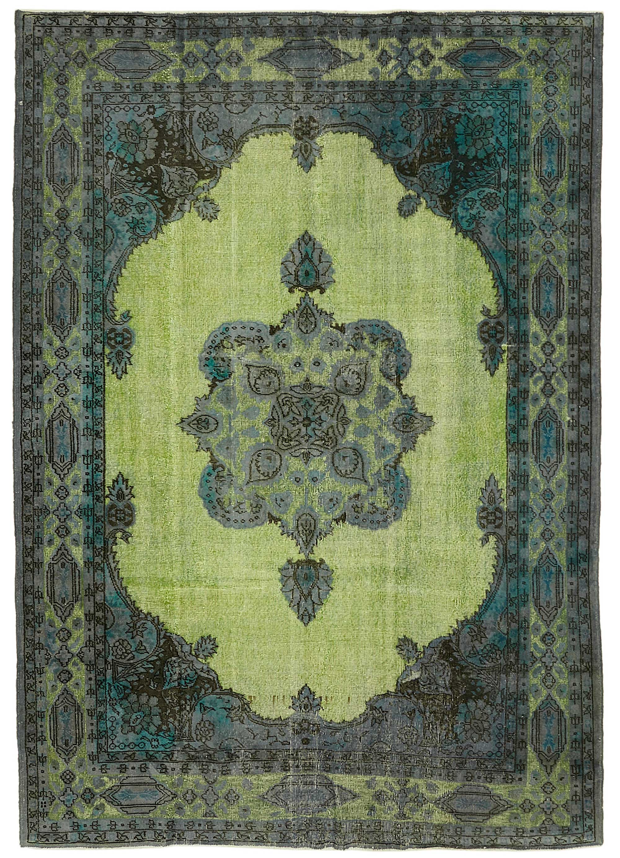 7x10 Vintage Hand-Carved Turkish Rug - 46896