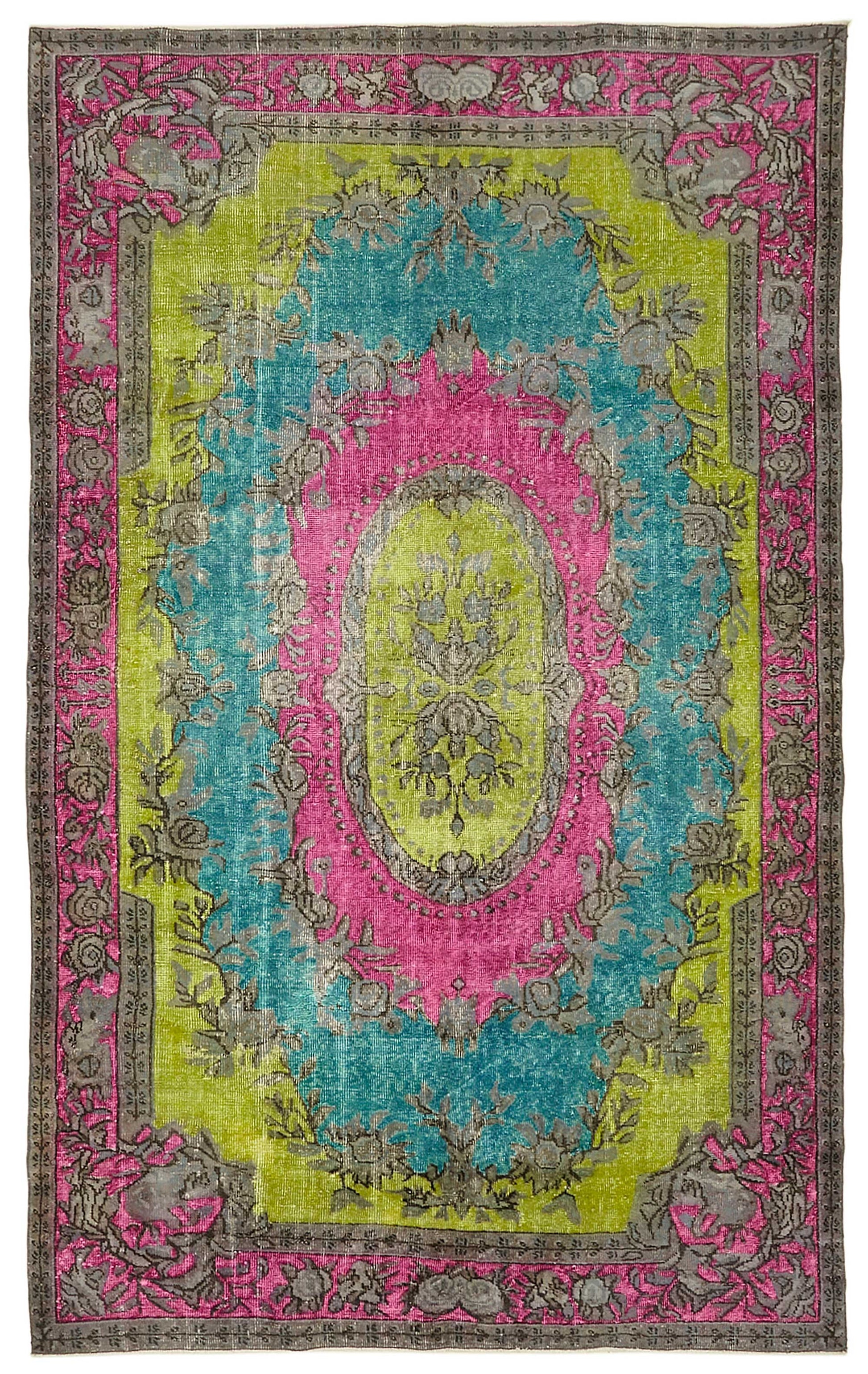 6x10 Vintage Hand-Carved Turkish Rug - 46898