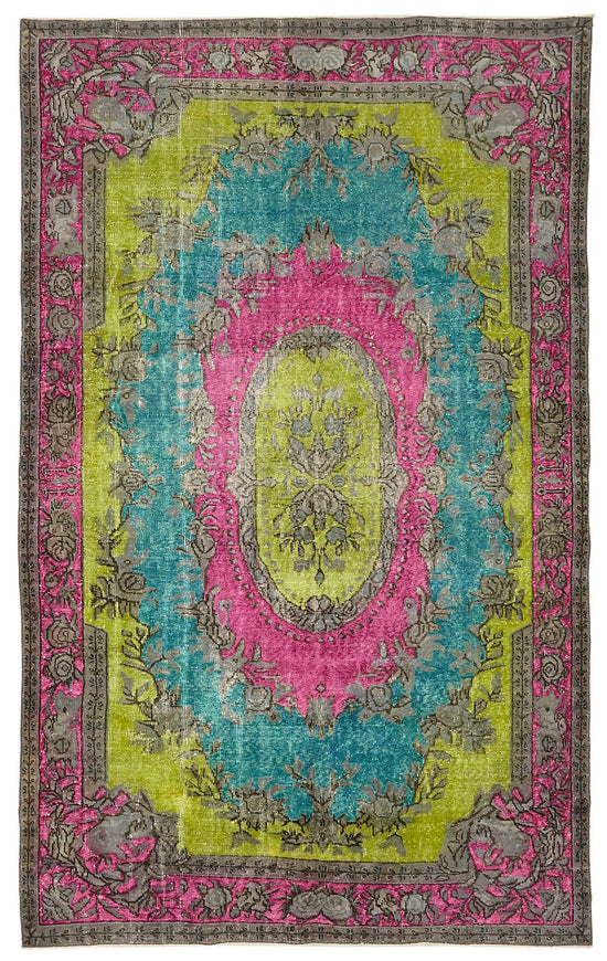 6x10 Vintage Hand-Carved Turkish Rug - 46898