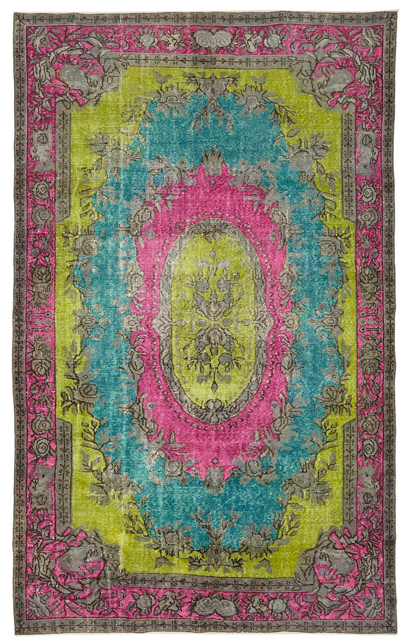 6x10 Vintage Hand-Carved Turkish Rug - 46898