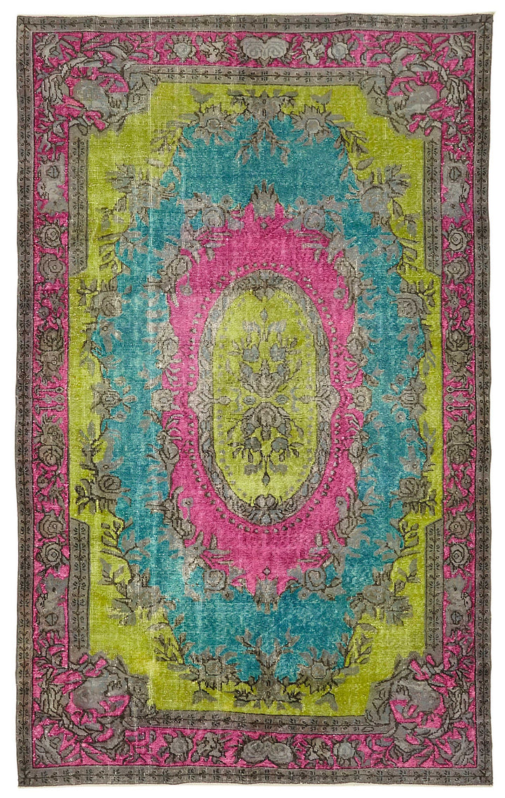 6x10 Vintage Hand-Carved Turkish Rug - 46898