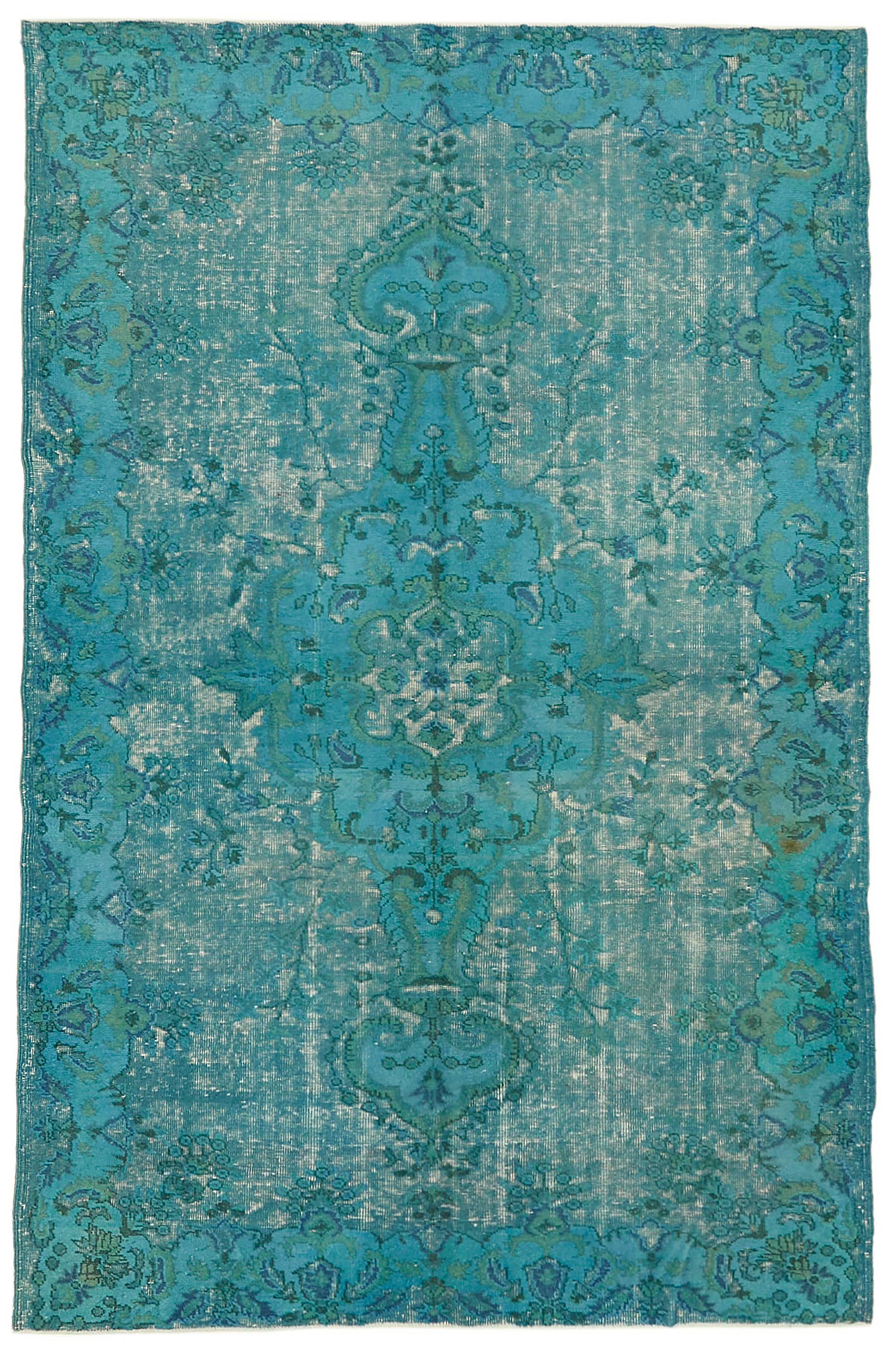 6x9 Vintage Hand-Carved Turkish Rug - 46902